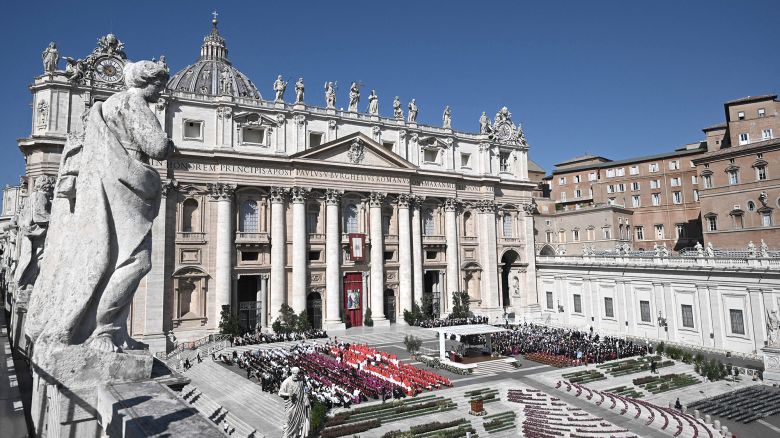 A general view shows St Peter's basilica during a consistory to create 21 new cardinals at St. Peter's square in The Vatican on September 30, 2023. Pope Francis elevates 21 clergymen from all corners of the world to the rank of cardinal -- most of whom may one day cast ballots to elect his successor. (Photo by Tiziana FABI / AFP) (Photo by TIZIANA FABI/AFP via Getty Images)