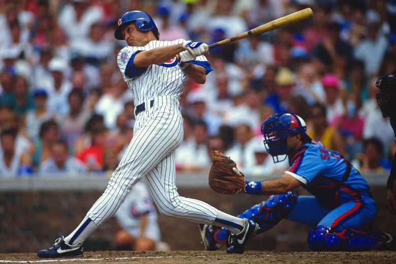 Sandberg bats against the Montreal Expos at Wrigley Field in 1990.
