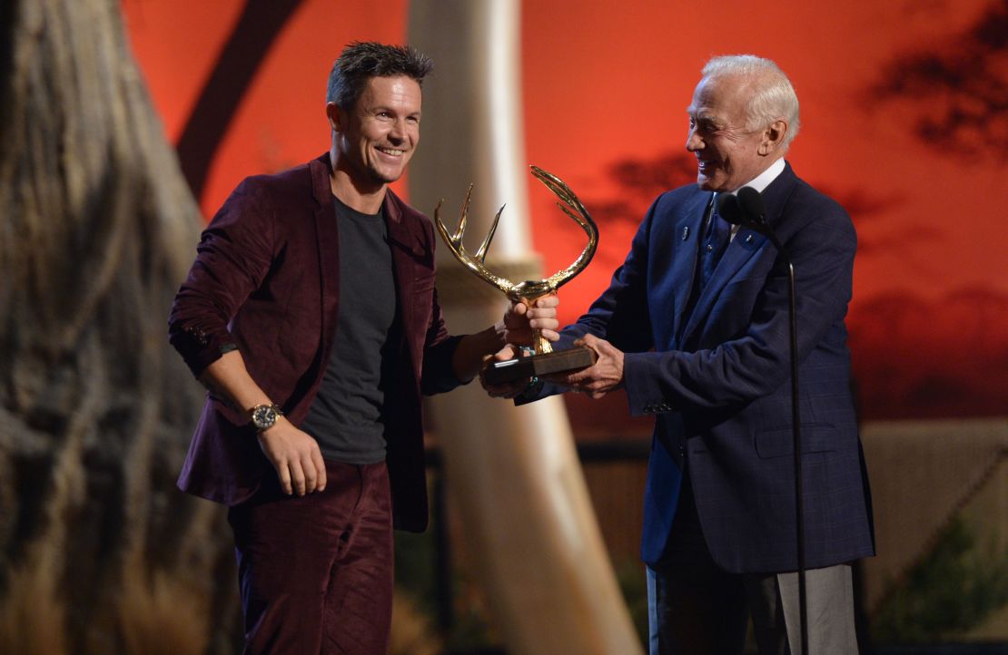 Astronaut Buzz Aldrin, pictured right, presented an award to Felix Baumgartner during Spike TV's Guys Choice 2013.