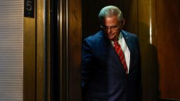 Sen. Bob Menendez (D-NJ) stands in an elevator after leaving his office in the Hart Senate Office Building on September 28, 2023 in Washington, DC. Menendez will address Senate Democrats in a caucus meeting later today, a day after being arraigned on federal bribery charges in New York City.