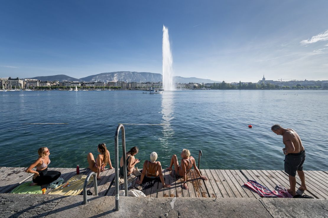 Sunbathers at Geneva Lake in Geneva, which has been named one of most liveable cities in the world.
