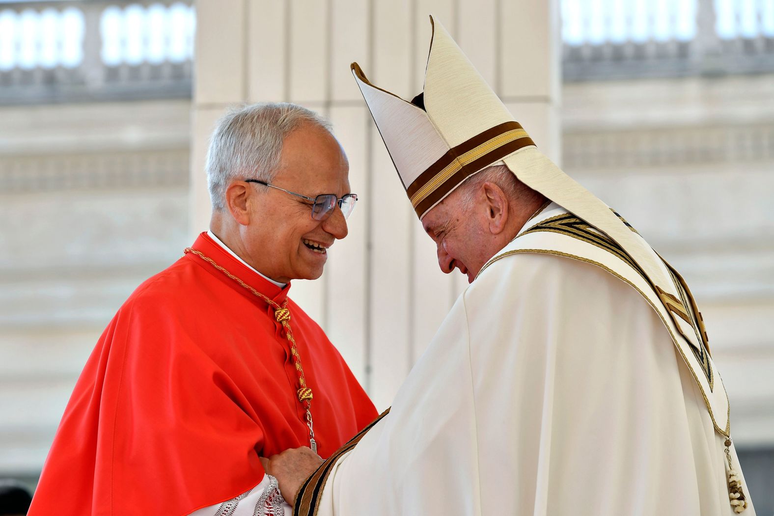 Francis appoints Leo a cardinal at St. Peter's Square in 2023.