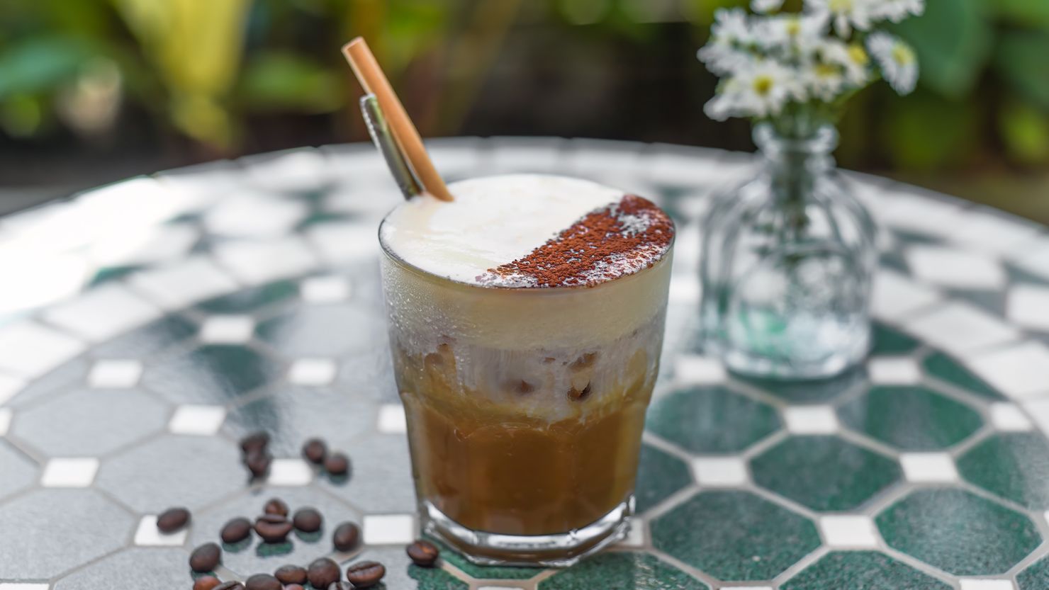 Vietnam's salt coffee, ca phe muoi, features sweetened condensed milk, coffee and salted cream.