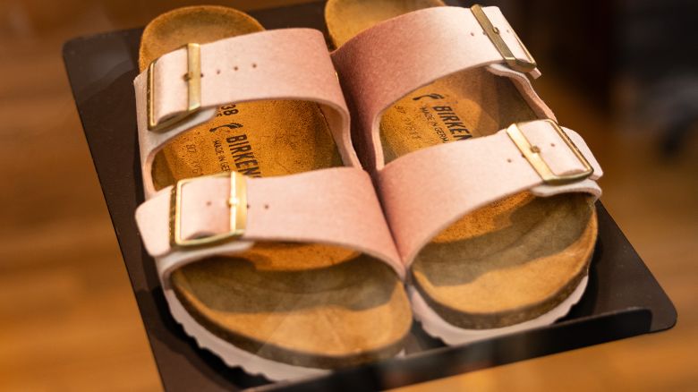 Birkenstock sandals at a store in New York, US, on Thursday, October 12, 2023.