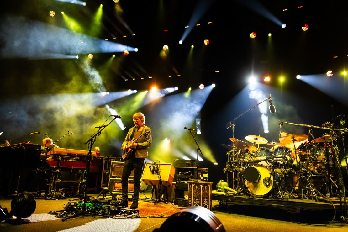 Page McConnell, Trey Anastasio and Jon Fishman of Phish, left to right, perform at Bridgestone Arena in Nashville, Tennessee, on October 6, 2023.