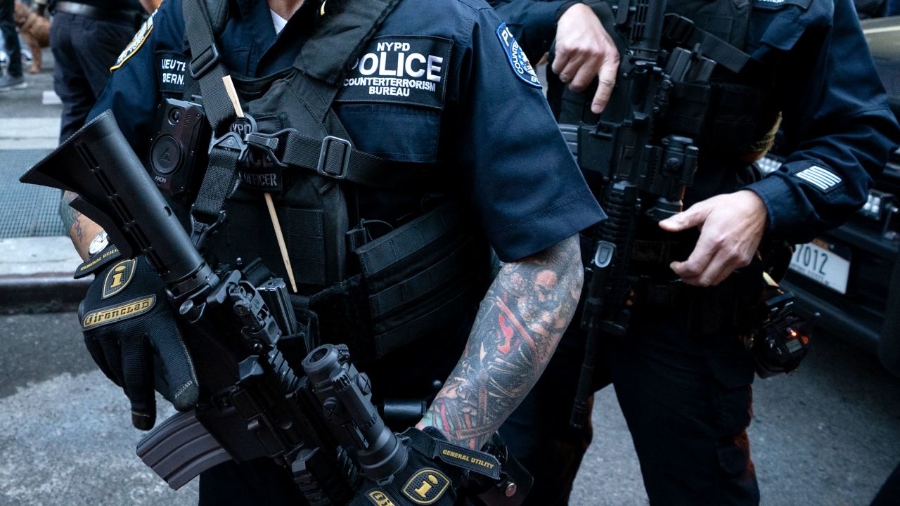 Members of the NYPD counter terrorism unit, pictured in Manhattan on October 13, 2023.