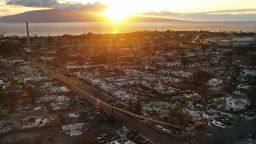 In an aerial view, burned structures and cars are seen two months after a devastating wildfire on October 09, 2023 in Lahaina, Hawaii. The wind-whipped wildfire on August 8th killed at least 98 people while displacing thousands more and destroying over 2,000 buildings in the historic town, most of which were homes. A phased reopening of tourist resort areas in west Maui began October 8th on the two-month anniversary of the deadliest wildfire in modern U.S. history. (Photo by Mario Tama/Getty Images)