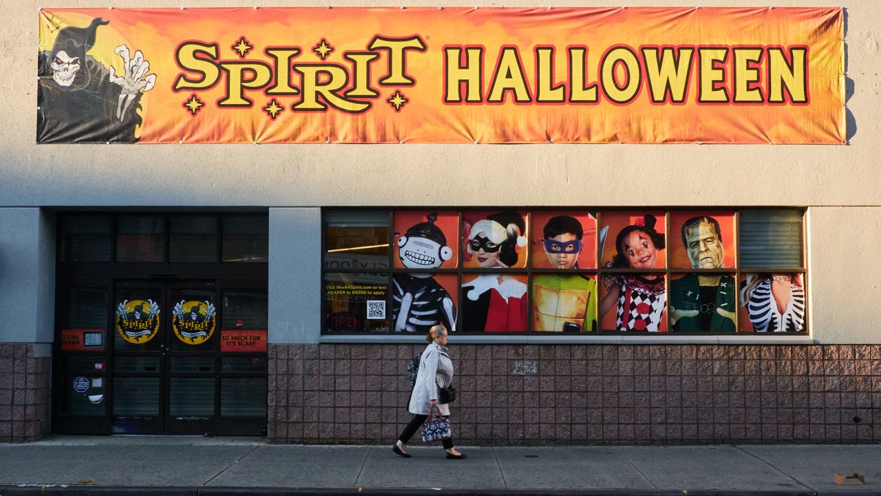 A former Rite Aid store, reopened as a Spirit Halloween, in the Queens borough of New York, US, on Monday, Oct. 16, 2023. US pharmacy chain Rite Aid Corp. filed for bankruptcy in an effort to close unprofitable stores, address lawsuits over its role in the opioid pandemic and rework a debt load of roughly $4 billion. Photographer: Bing Guan/Bloomberg via Getty Images