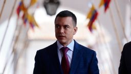 El presidente de Ecuador, Daniel Noboa, de la coalición Acción Nacional Democrática, en el Palacio de Carondelet el 17 de octubre de 2023 en Quito, Ecuador.