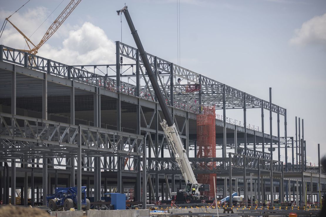 Hyundai's electric vehicle and battery manufacturing plant under construction in Ellabell, Georgia, on August 17, 2023.