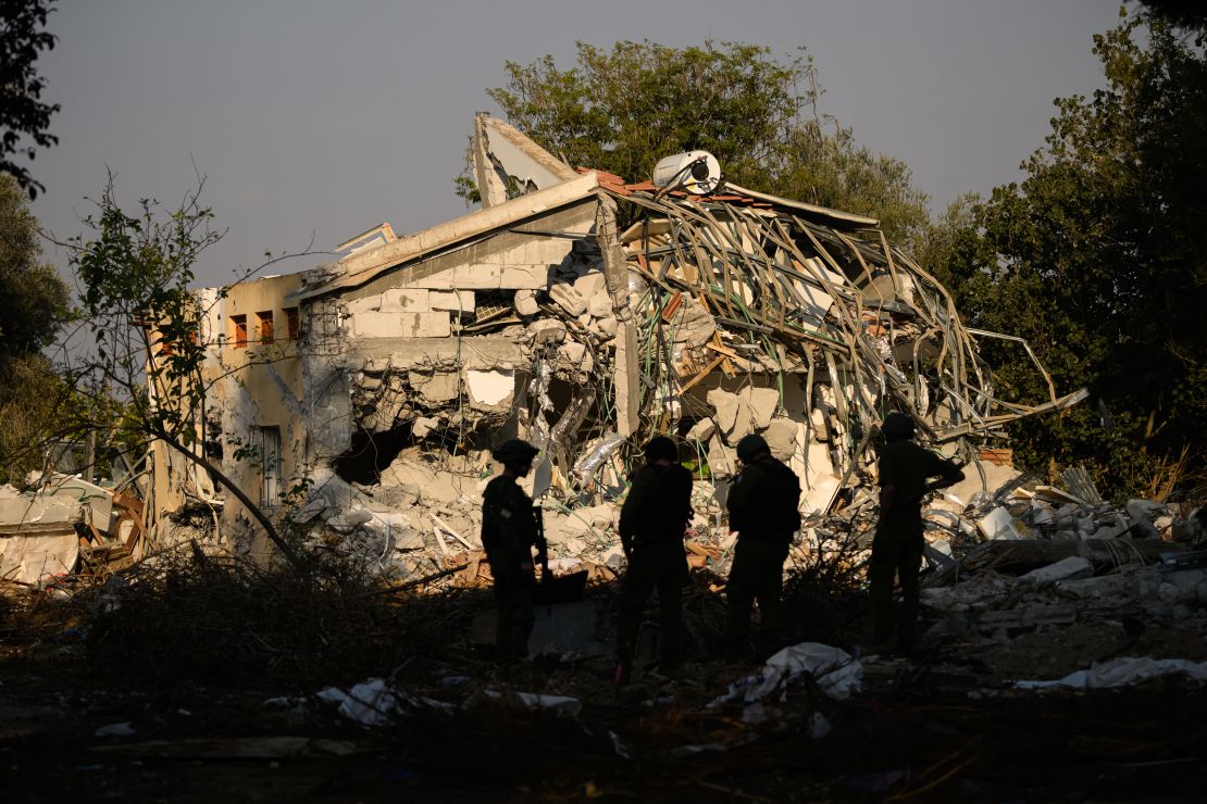 A home destroyed during the attack by Hamas is seen within Kibbutz Be'eri on October 14, 2023 in Be'eri, Israel.