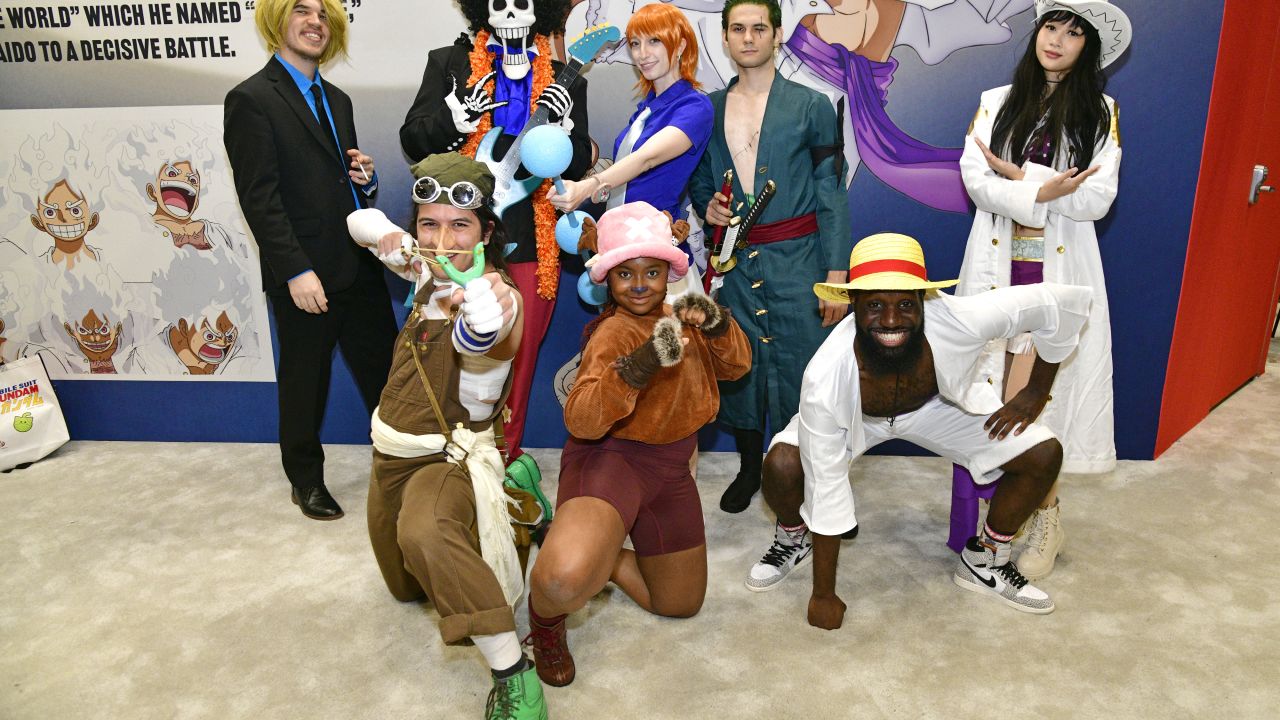 NEW YORK, NEW YORK - OCTOBER 14: Cosplayers posing as the One Piece pirate crew during New York Comic Con 2023 - Day 3 at Javits Center on October 14, 2023 in New York City. (Photo by Eugene Gologursky/Getty Images for ReedPop)