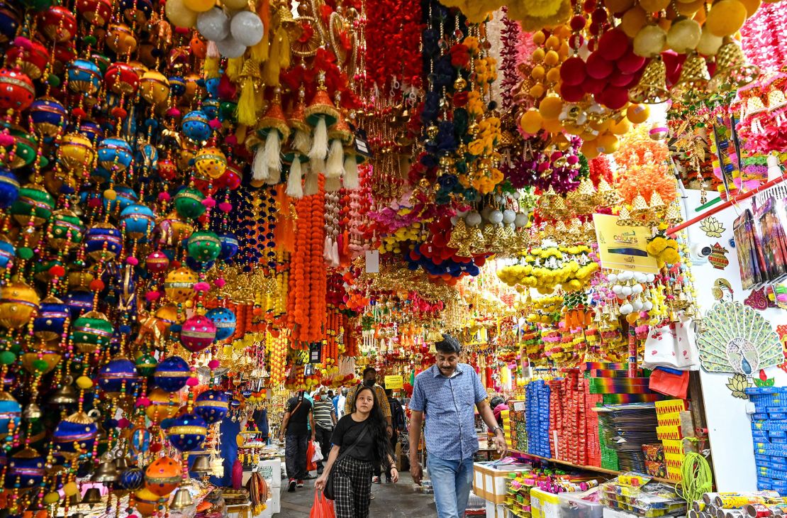 A market in Singapore's Little India district is stocked with decorations ahead of Diwali.