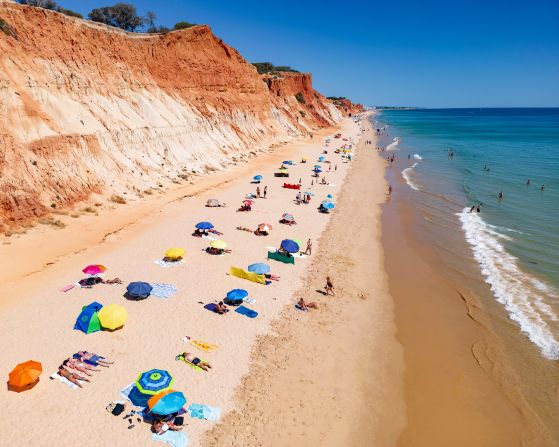 <strong>5. Praia da Falésia, Algarve, Portugal.</strong> Golden sand and dramatic cliffs make this Algarve beach an inviting destination in Portugal.