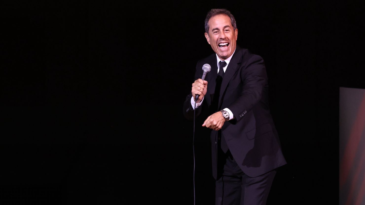 Jerry Seinfeld performing at the 2023 Good Foundation's 'A Very Good Night of Comedy' Benefit in New York City.