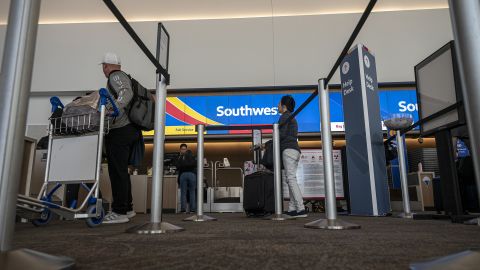 A Southwest Airlines check-in area at the San Francisco International Airport in San Francisco, California, US, on Tuesday, Sept. 19, 2023.