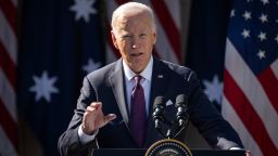 President Joe Biden holds a press conference with Prime Minister of Australia Anthony Albanese the Rose Garden at the White House on October 25, 2023 in Washington, DC.