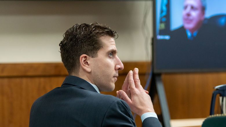 Bryan Kohberger listens to arguments during a hearing to overturn his grand jury indictment in Moscow, Idaho on October 26, 2023.