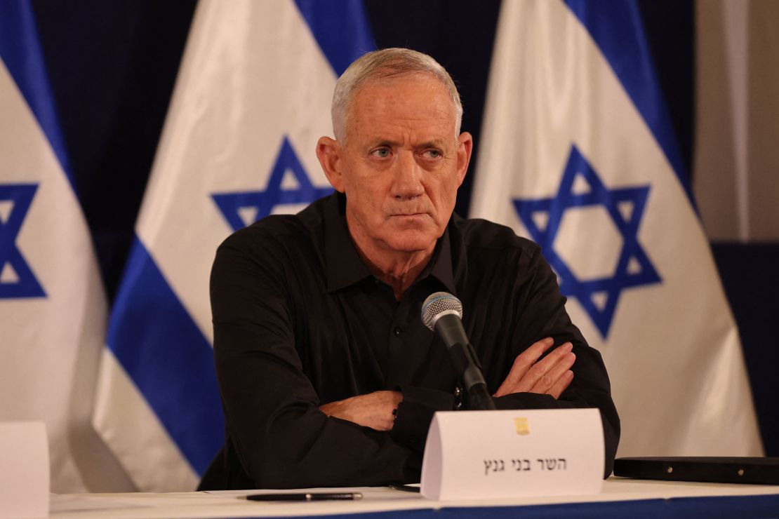 Netanyahu's allies have lashed out at cabinet member Benny Gantz, pictured here in Tel Aviv, Israel, October 2023.
