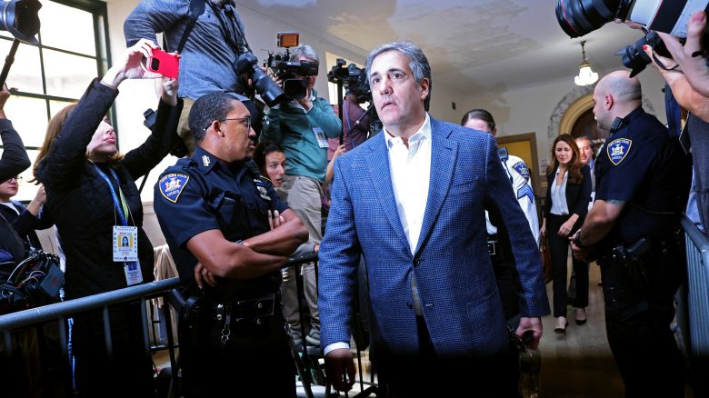 Michael Cohen, lawyer for former President Donald Trump, leaves Trump's civil fraud trial at New York State Supreme Court in New York City on October 24, 2023. Cohen is set to testify in Trump criminal trial for allegedly covering up hush money payments linked to extramarital affairs on Monday.