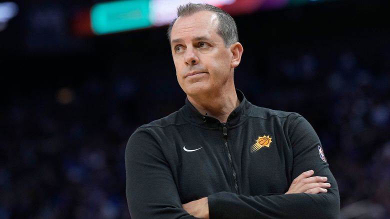 Head coach Frank Vogel of the Phoenix Suns looks on against the Golden State Warriors during the first quarter at Chase Center on October 24, 2023, in San Francisco.