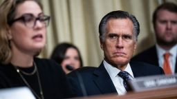 Sen. Mitt Romney attends a hearing on Tuesday, October 31, 2023.