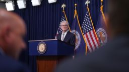 Jerome Powell, chairman of the US Federal Reserve, during a news conference following a Federal Open Market Committee (FOMC) meeting in Washington, DC, US, on Wednesday, Nov. 1, 2023. The Federal Reserve held interest rates at a 22-year high for a second straight meeting, while suggesting that the recent rise in Treasury yields may weigh on the economy and inflation.