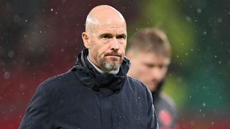 MANCHESTER, ENGLAND - OCTOBER 29: Erik ten Hag, Manager of Manchester United, looks dejected after the team's defeat in the Premier League match between Manchester United and Manchester City at Old Trafford on October 29, 2023 in Manchester, England. (Photo by Michael Regan/Getty Images)