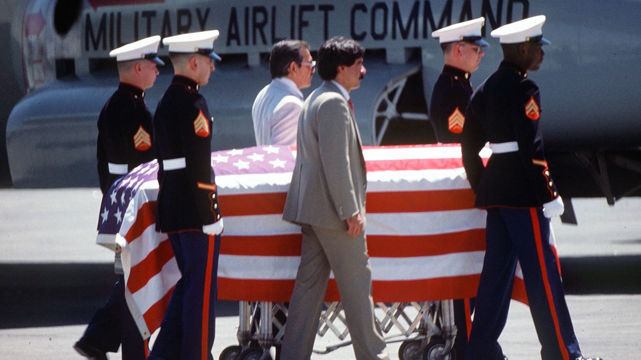 The body of DEA officer Enrique Camarena (1947 - 1985) leaves Guadalajara, Mexico en route to California, for his funeral, 9th March 1985. Camarena was tortured and killed whilst on assignment in Mexico. (Photo by Kypros/Getty Images)