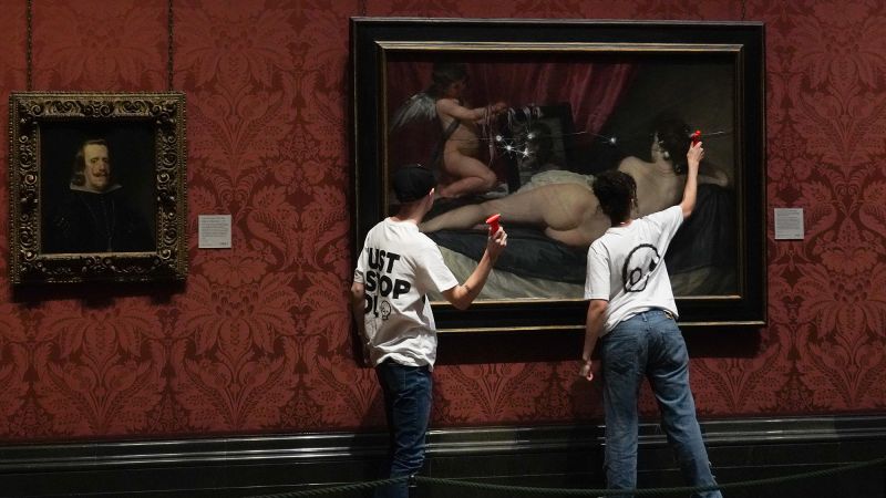 Just Stop Oil protesters attack Velázquez’s ‘Rokeby Venus’ in London’s National Gallery