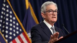 Federal Reserve Board Chairman Jerome Powell speaks during a news conference after a Federal Open Market Committee meeting on November 01, 2023 at the Federal Reserve in Washington, DC. The Federal Reserve left interest rates unchanged at a range of 5.25 percent to 5.50 percent, keeping rates the highest they have been in 23 years.