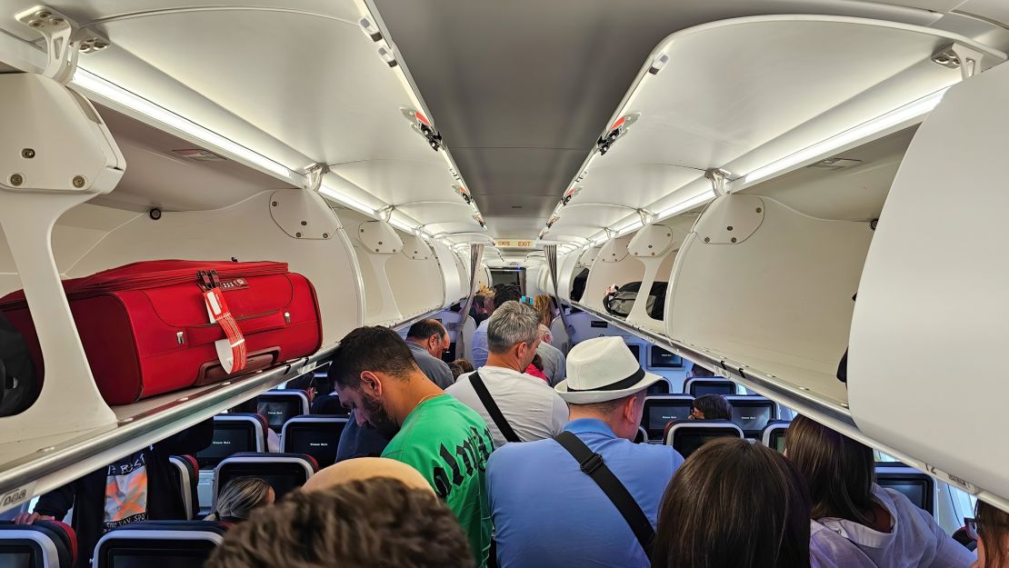 Disputes sometimes break out over the storage of luggage in overhead bins.