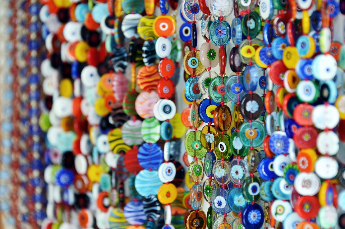 Colorful Murano glass beads for sale in Venice.
