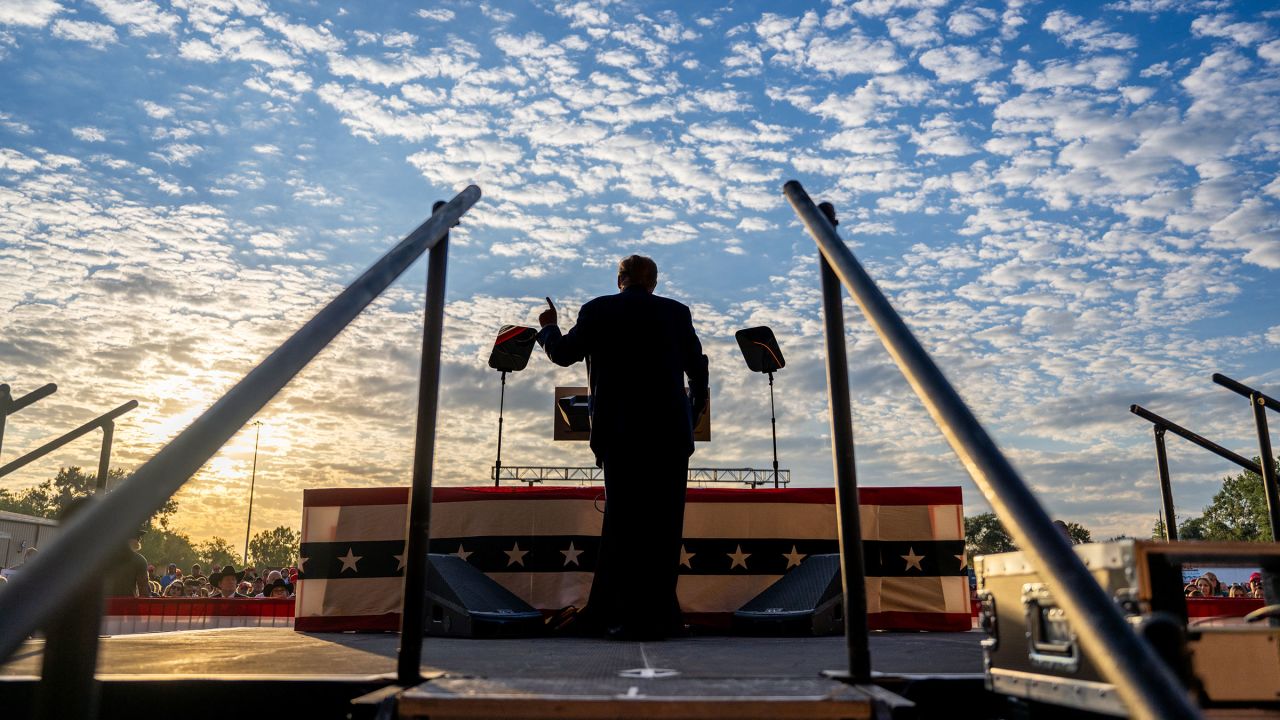 Former President Donald Trump speaks during a campaign rally at Trendsetter Engineering Inc. on November 2, in Houston, Texas.