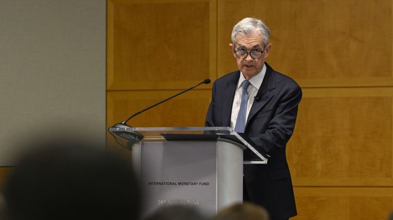 Jerome Powell, Chairman of the U.S. Federal Reserve, speaks during the 24th Jacques Polak Annual Research Conference at the International Monetary Fund (IMF) Headquarters in Washington DC, United States on November 09, 2023.