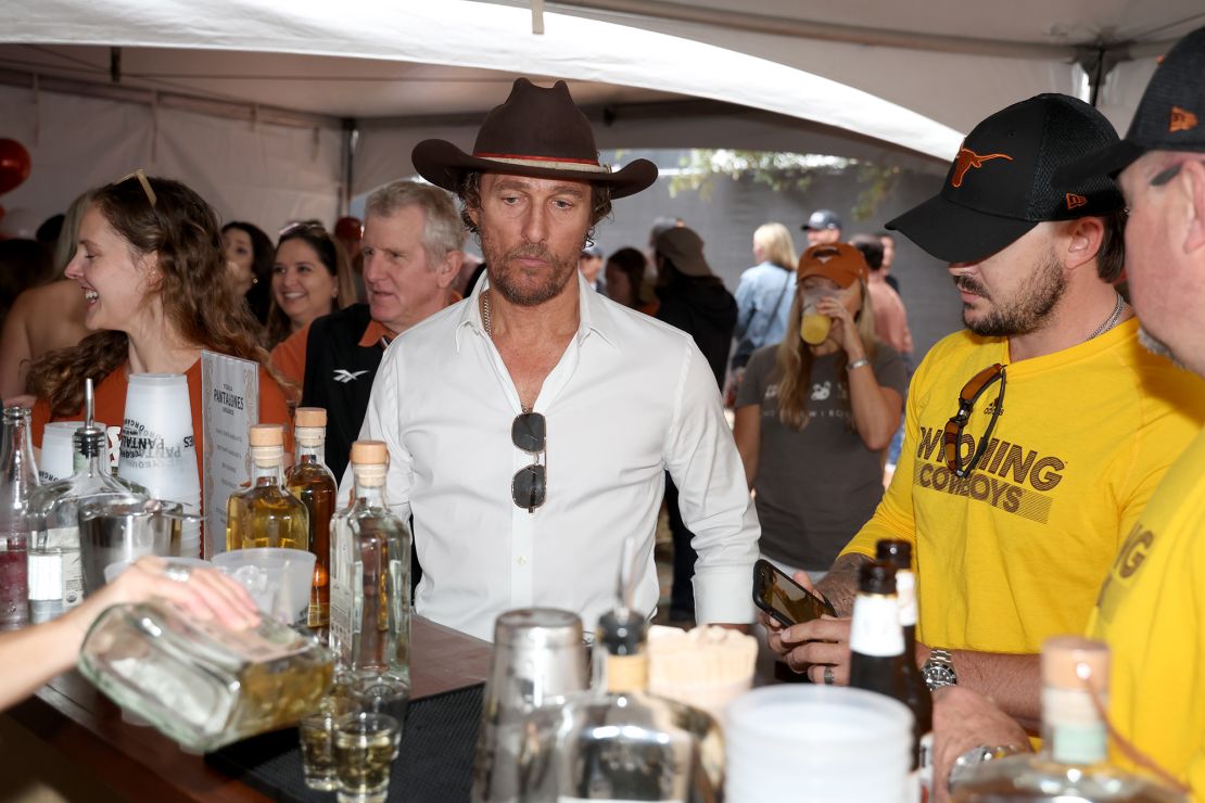 Matthew McConaughey attends a tailgate party to celebrate the launch of his new Pantalones Tequila in November 2023 in Austin, Texas.