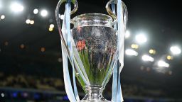 MANCHESTER, ENGLAND - NOVEMBER 07: A detailed view of the UEFA Champions League Trophy is seen prior to the UEFA Champions League match between Manchester City and BSC Young Boys at Etihad Stadium on November 07, 2023 in Manchester, England. (Photo by Michael Regan/Getty Images)
