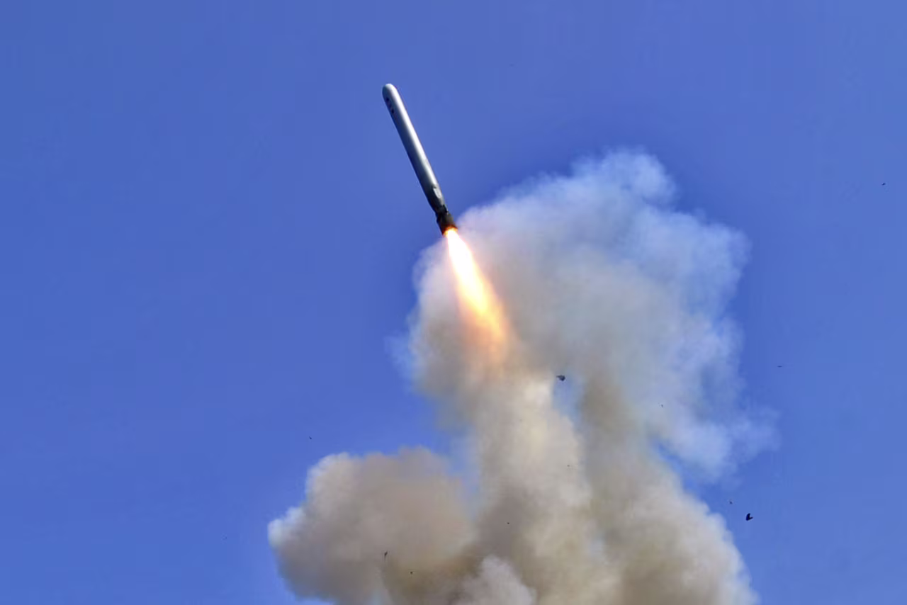 In this handout released by the US Navy, the USS Barry launches a Tomahawk cruise missile from the Mediterranean Sea, in 2011.