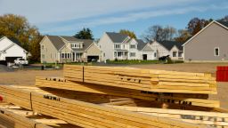 A pile of lumber at a home under construction at the Cold Spring Barbera Homes subdivision in Loudonville, New York, US, on Wednesday Nov. 8, 2023.