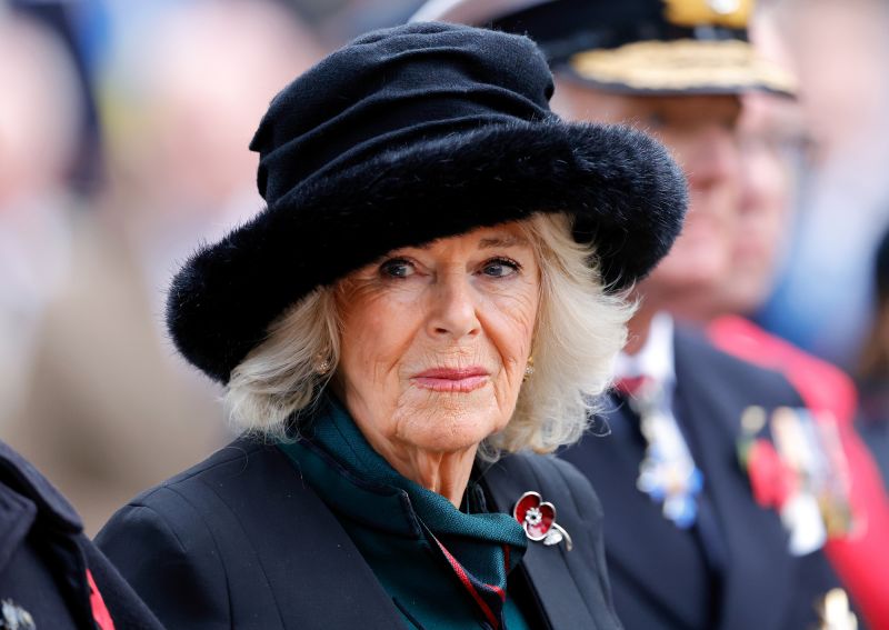 LONDON, UNITED KINGDOM - NOVEMBER 09: (EMBARGOED FOR PUBLICATION IN UK NEWSPAPERS UNTIL 24 HOURS AFTER CREATE DATE AND TIME) Queen Camilla (Patron of the Poppy Factory) visits the 95th Field of Remembrance at Westminster Abbey on November 9, 2023 in London, England. The Field of Remembrance has been held in the grounds of Westminster Abbey since November 1928, to commemorate those who have lost their lives serving in the Armed Forces. (Photo by Max Mumby/Indigo/Getty Images)