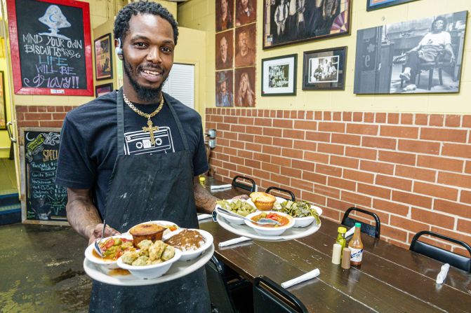 <strong>Southern sustenance:</strong> H&H, a soul food restaurant founded in 1959, is a local breakfast and lunch favorite. The Allman Brothers Band were regulars when they lived in Macon.