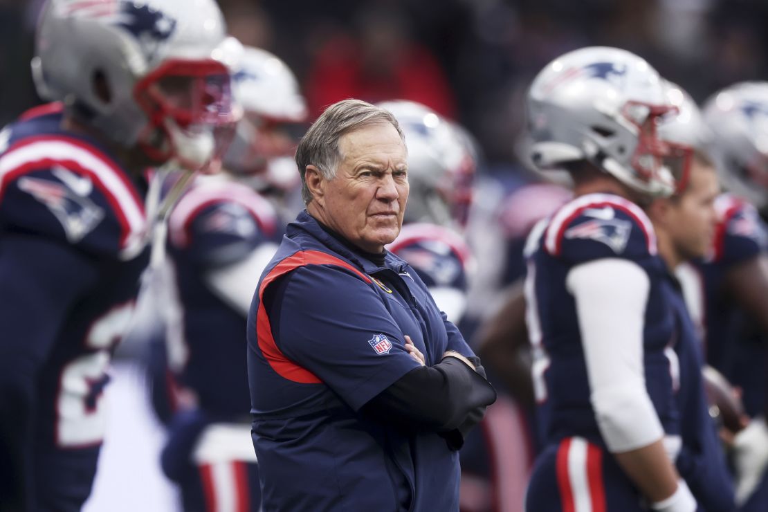 Belichick looks on during the Patriots' game against the Indianapolis Colts at Deutsche Bank Park in Frankfurt, Germany.