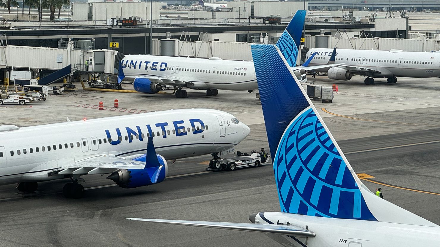 United Airlines planes are seen at LAX Airport in Los Angeles in a 2023 file photo.