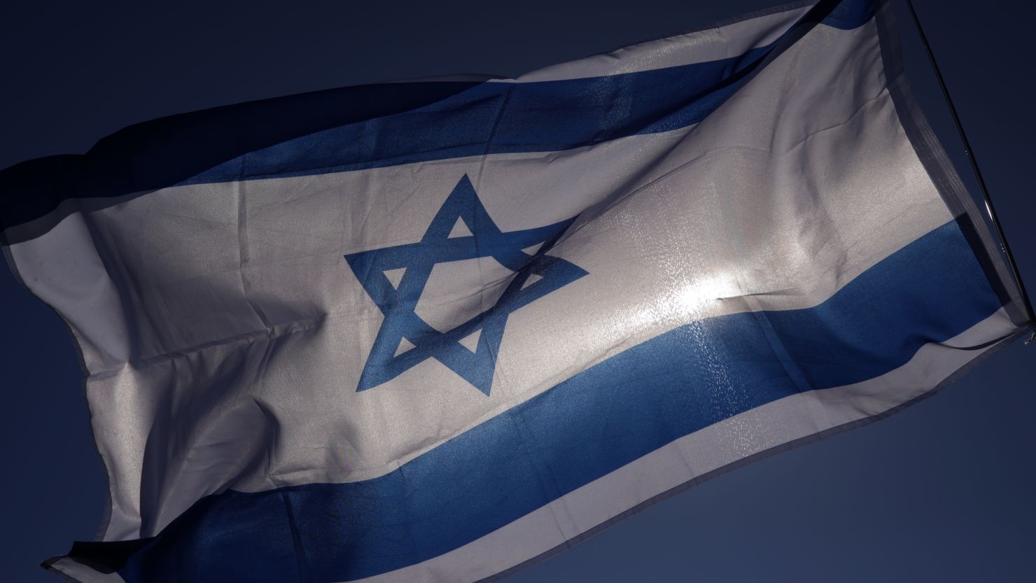 An Israel flag flies during the March for Israel on the National Mall, Washington, DC, on November 14, 2023