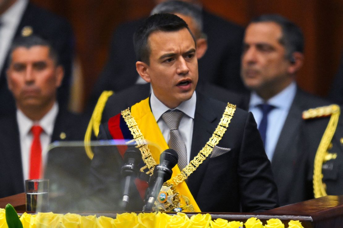Ecuador's President Daniel Noboa during his inauguration at the National Assembly in Quito on November 23, 2023.