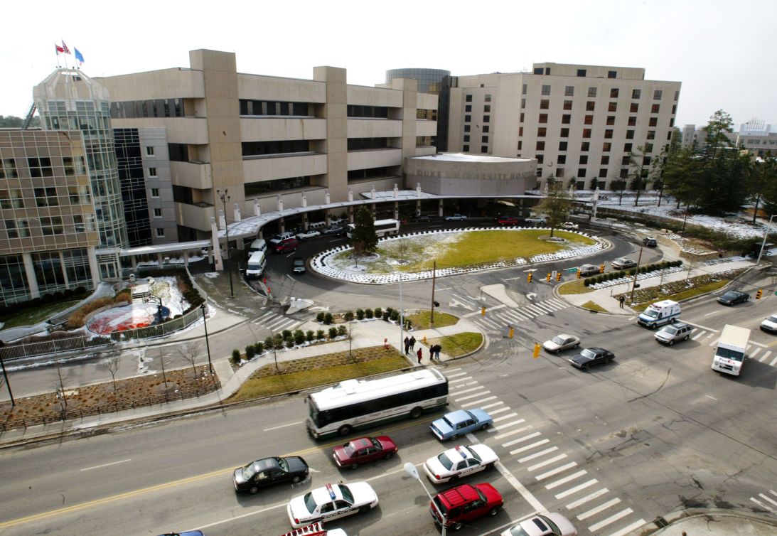 Duke University Hospital is seen February 19, 2003 in Durham, North Carolina.