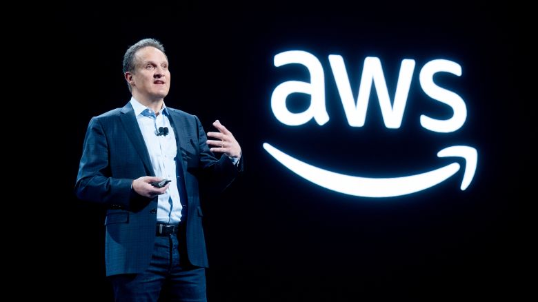 LAS VEGAS, NEVADA - NOVEMBER 28: Amazon Web Services (AWS) CEO Adam Selipsky delivers a keynote address during AWS re:Invent 2023, a conference hosted by Amazon Web Services, at The Venetian Las Vegas on November 28, 2023 in Las Vegas, Nevada.