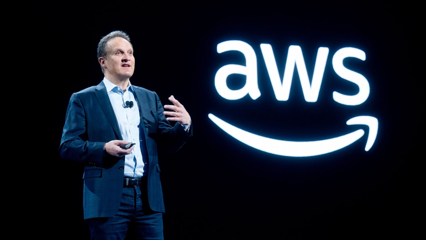 Adam Selipsky, seen here delivering a keynote address during AWS re:Invent in November 2023 at The Venetian Las Vegas, is stepping down from his role as chief executive of cloud computing in June.