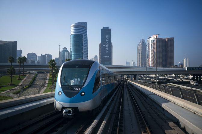 All of Dubai's extensive metro (pictured here carrying passengers in November 2023) system is completely automated and driverless, and has been since 2009.