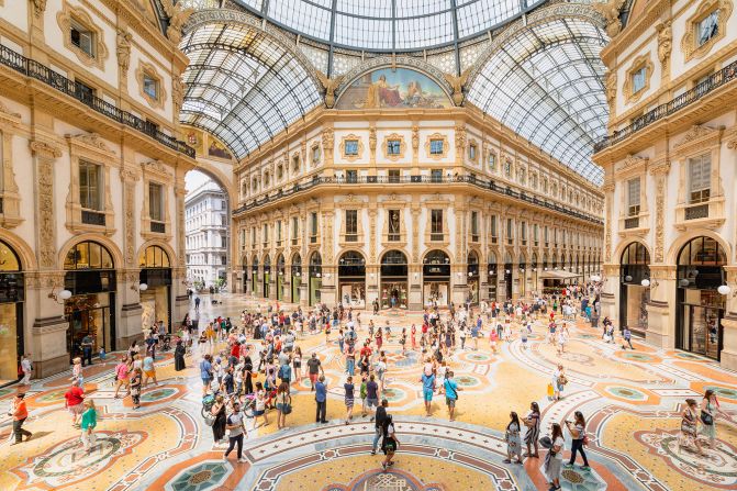 <strong>5. Milan:</strong> The northern city of Milan is one of two Italian cities to make the top 10. The Galleria Vittorio Emanuele II shopping arcade is pictured.